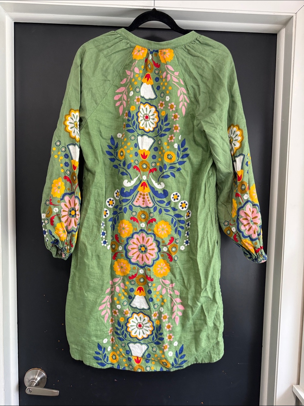 Boden Green Floral-Embroidered Linen Tunic - Picture 3 of 3